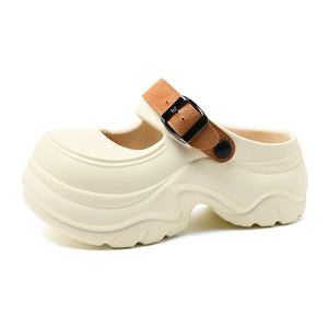 Sabots compensés en EVA pour femme, couleur blanc cassé, semelle épaisse 6 cm, respirants, style Mary Jane, bout fermé, à enfiler - Product Image 5