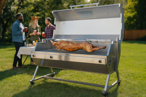 <span class=keywords><strong>Parrilla</strong></span> de barbacoa de cocina al aire libre con asador de gas, estilo carbón Santa Maria, acero inoxidable, altura ajustable - Product Image 5