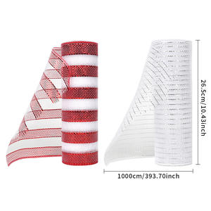 Ornamen bola Natal & pohon kualitas tinggi jaring buku lebar 26CM di merah dengan pita putih dekorasi jaring PP Kecil - Product Image 5