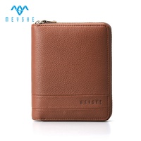 Portefeuille à fermeture éclair en cuir véritable personnalisé de luxe Porte-cartes et passeports à blocage RFID avec logo en relief et pochette à monnaie