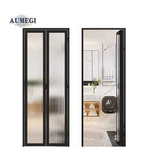 Aumegi Good Price Oem Service Slim Frame Toilet Folding Door Bifold Glass Doors