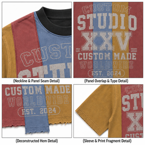 T-shirt Homme Vintage Délavé Coupe Oversize Courte avec Graphisme Personnalisé, Ourlet Effiloché, Bord Brut, Coupe Boxy, Style Streetwear, Étiquette Personnalisée - Product Image 3