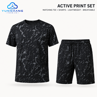 Conjunto de Pantalones Cortos Deportivos para Hombre, Verano, Casual, Transpirable, Secado Rápido, 100% Poliéster, Estampado, con Pedrería, Disponible en Stock