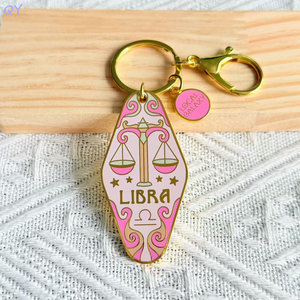 QY Llaveros de metal esmaltado con colgante de horóscopo, llavero con moneda dorada, accesorio para bolso, regalo - Product Image 6