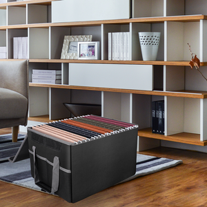 Large Black File <strong>Storage</strong> <strong>Box</strong> with Fireproof and Waterproof Properties Folding Case for Office Use Home <strong>Document</strong> Bag - Product Image 3