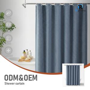 <span class=keywords><strong>Rideau</strong></span> <span class=keywords><strong>de</strong></span> <span class=keywords><strong>douche</strong></span> aspect lin bleu gris 160 GSM en polyester cationique, résistant et hydrofuge, pour la décoration moderne des salles <span class=keywords><strong>de</strong></span> bain d'hôtel - Product Image 1