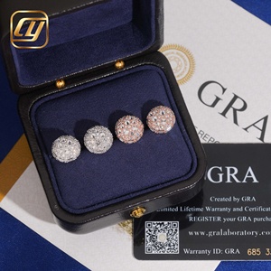 Boucles d'oreilles clous de luxe en moissanite, taille brillant rond, forme boule, en argent 925 plaqué or rose, bijoux de mariage pour femme - Product Image 6