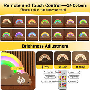 Новый яркий Радужный Ночной свет 14 видов цветов Удаленная перезаряжаемая атмосферная прикроватная лампа для гостиной романтический подарок для детей светодиод - Product Image 4