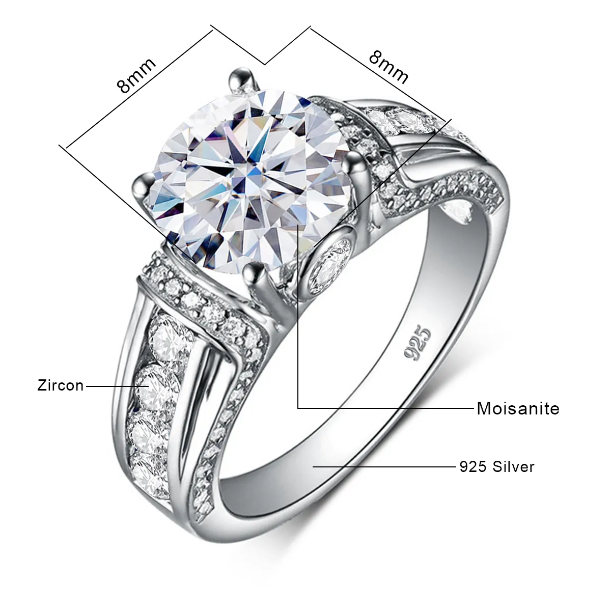 Custome Fine Gemstone Adjustable Emerald Gold 925 Sterling Silver Diamond Engagment Wedding Jewelry Women Moissanite Ring