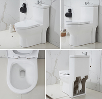 WC en céramique allongé et élégant avec citerne de lavage à double chasse intégrée au lavabo