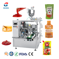 Vloeibare Saus Vruchtensap Ketchup Palmolie Gelei Vulling Soep Melk Wasmiddel Voorgemaakte Ritssluiting Zak Roterende Doypack Verpakkingsmachine