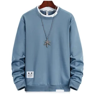 Bán buôn tùy chỉnh người đàn ông hai lớp áo nỉ màu xám trắng xanh rắn màu hai lớp pháp Terry hoodie không có chuỗi Boxy đóng gói