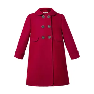 페티걸 2024 인기 단색 레드 따뜻한 어린이 여아 재킷 및 코트 최신 및 세련된 1 가방 = 1PCS