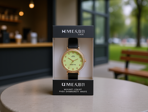 Orologio da donna con cinturino in pelle, cassa placcata in oro, quadrante rotondo, colori misti, accessorio di moda - Product Image 2