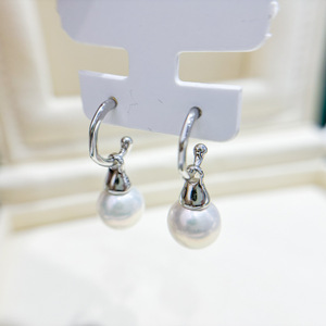 S925 <b>Silver</b> DIY Pearl Accessories Empty Tray with 9-15mm Round <b>Beads</b> Fashionable Drop Earrings 22131 - Product Image 2