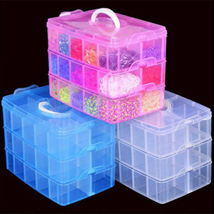 Caja de almacenamiento transparente de PVC de alta calidad, contenedor de 3 capas con 18 compartimentos, organizador de cuentas de joyería - Product Image 1