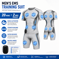 Combinaison de fitness EMS sans fil, stimulateur musculaire contrôlé par application intelligente |   Ensemble 2 pièces en matériau solide respirant et léger, séchage rapide