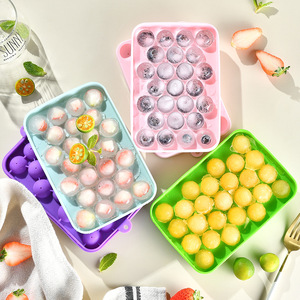 25 Grids Silicone Round Ice Cube Tray with Lid Durable Flexible Ice Ball <b>Maker</b> Mold Small Pellet Ice Cube Tray Making - Product Image 2