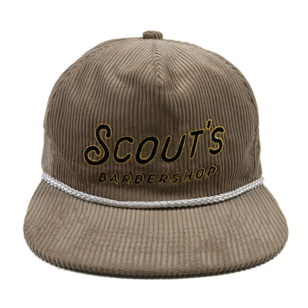 OEM unisex casquette logotipo personalizado papá gorra bordada deportes gorras golf no estructurado 5 paneles sombreros de pana cuerda sombrero SnapBack