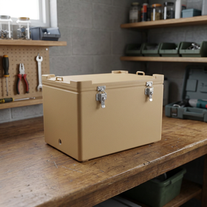 Glacière isotherme 110L en plastique LDPE, bac de rangement robuste avec poignée et couvercle verrouillable pour la pêche et le transport - Product Image 6
