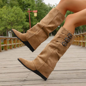 Nuovi Stivali Alti Invernali da Donna in <span class=keywords><strong>Camoscio</strong></span> con Tacco Alto a <span class=keywords><strong>Zeppa</strong></span> in Stile Europeo e Americano - Product Image 5