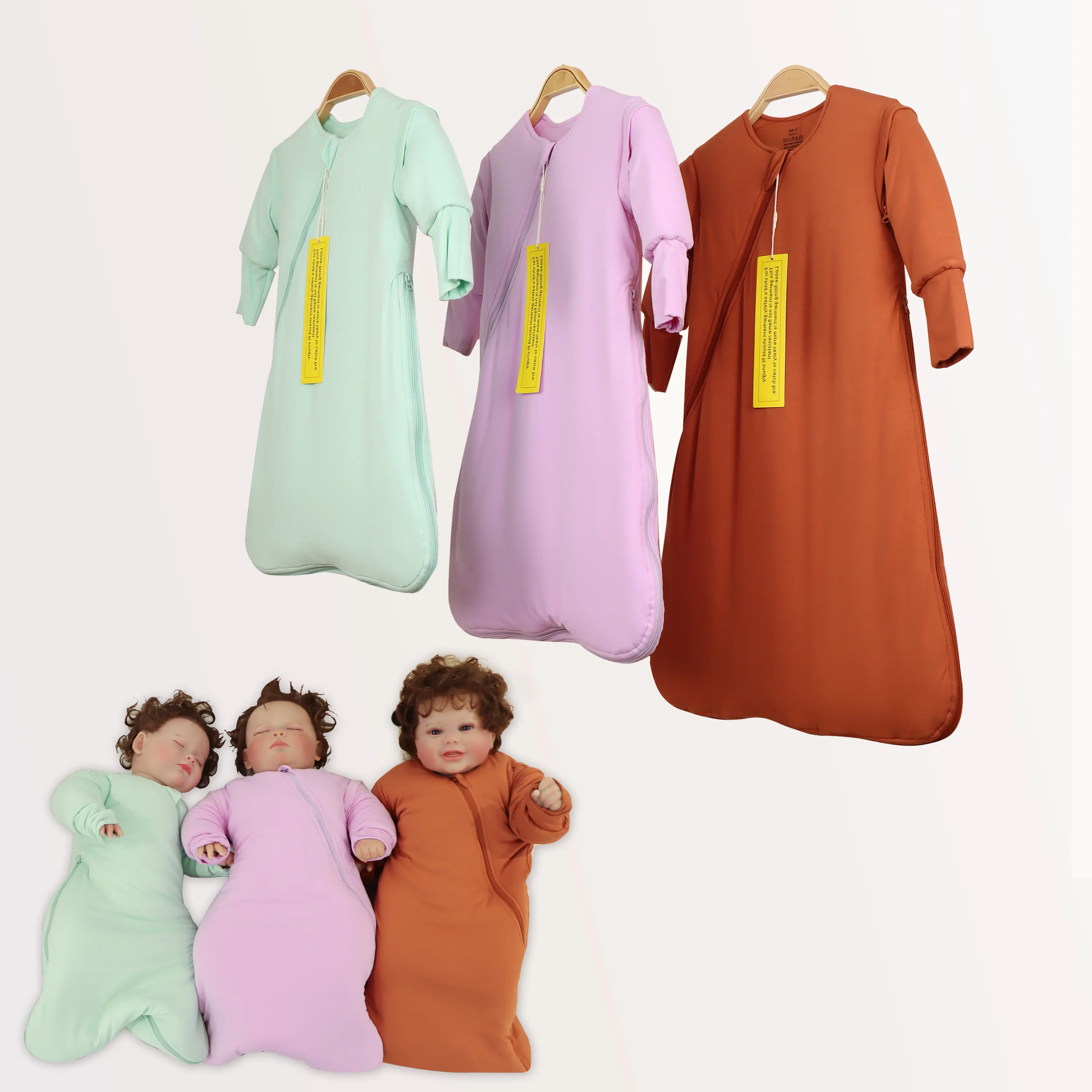 Petelulu CPC certifié bambou coton chaud sac de couchage 0.5-1.5 Tog coloré nouveau-né Style décontracté fermeture éclair bébé vêtements sac de couchage