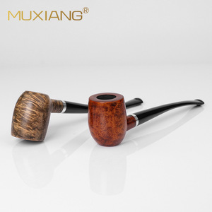 Muxiang Wooden Tobacco Pipe Straight Type 3mm Acrylic Mouthpiece Long Handle Reading Pipe Customizable - Product Image 3