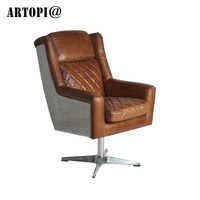 Fauteuil de salle à manger pivotant de conception chinoise avec revêtement en cuir véritable