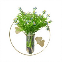 Vase hydroponique mural doré, décoration murale pour salon, accent décoratif pour la maison