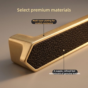 Modern Gold Cabinet Handles Zinc Alloy Leather Inlaid Drawer Pulls Luxury Furniture Hardware Kitchen Wardrobe <strong>Door</strong> Handles - Product Image 3