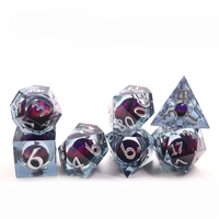 Dadu inti cairan transparan mata naga darah Set untuk DND RPG terbuat dari Resin