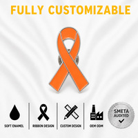 Broche en métal personnalisée pas chère avec ruban orange en émail souple, cadeau promotionnel, fournisseur en gros, usine