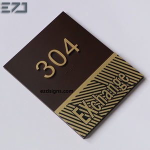 Plaque de signalisation ADA personnalisée en acrylique avec numéros braille, plaque de porte en acier inoxydable gravée, numéros de chambre et d'appartement en braille - Product Image 2