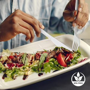 Juego de Cubiertos Desechables de Plástico para Camping y Suministros de Restaurante, Ecológico, Biodegradable, Libre de BPA, Apto para Alimentos, Juego de Picnic con Pajita - Product Image 5