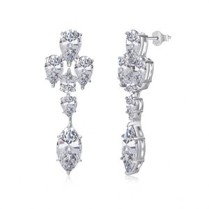 Dylam Luxurious Design 925 Sterling Silver Non Tarnish Rhodium Plated Women <b>Fine</b> Jewelry Dangle 5A Zirconia <b>Stud</b> <b>Earrings</b> - Product Image 1
