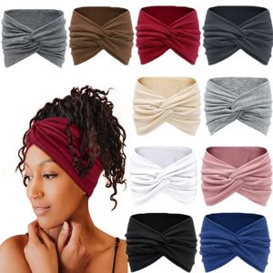 Bandeau Turban Extensible pour Femme, Anti-Transpiration, Large, Antidérapant, pour Yoga, Course, Gym, Fitness, Couleur Unie - Product Image 5