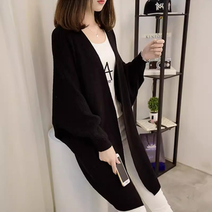 Bat Sleeve Cardigan Sweater Coat Mulheres Mid-length 2025 Primavera e Outono Inverno Nova Versão Coreana do Casaco de Camisola Solta - Product Image 4