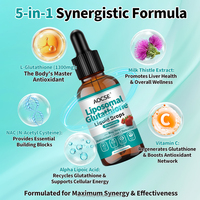 Complément de glutathion liposomal en gouttes liquides 1750 mg, Super Glutathion 5-en-1, favorise le blanchiment de la peau et la détoxification du foie