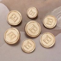 Bouton rond en alliage de zinc avec lettre B gravée pour blazer, tricot, pull, simple, polyvalent, décoratif