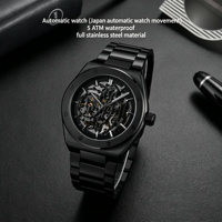 Montre automatique squelette pour homme, fabrication OEM, mouvement japonais, cadran lumineux, étanche, montres automatiques