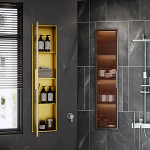 304 <b>Stainless</b> <b>Steel</b> Durable Modern Niche <b>Cabinet</b> Concealed Door Glass Storage Mirror Back Panel for Bathroom Apartment Hotel Use - Product Image 1