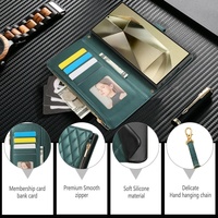 Étui pour Samsung S25 S26 Ultra, étui de protection, étui portefeuille, étui à rabat en cuir PU, coques arrière pour femmes et filles - Vert