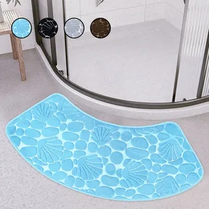 מחצלת pvc מיקרופייבר חדר אמבטיה מעוגל מחצלת לחות מעוגל עם שטיח חצץ לשימוש רצפה - Product Image 1