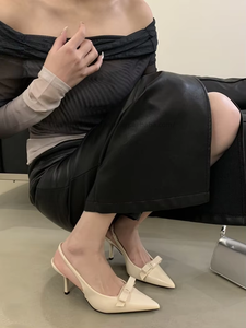 Factory Wholesale Summer New Apricot Ankle Strap Heeled Sandals <b>Height</b> <b>Increasing</b> Sexy High-Heeled Toes Design - Product Image 6