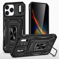 Coque de téléphone portable pour iPhone 15 Pro Max Plus avec support magnétique, style Ins, peinture pulvérisée, résistante aux chutes, avec fenêtre coulissante pour Apple
