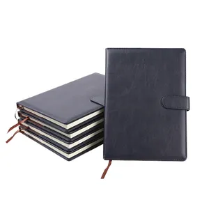 A5 Custom Logo Kantoorbenodigdheden Journal Classic Black Pu Lederen Notebook Met Magneet Sluiting