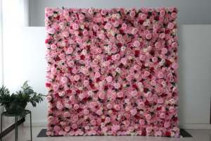 Großhandel Dekorative Künstliche Seidenblumen-Wandpaneele Künstliche Rosa Rosen-Rollwand für Hochzeitsbühnen-Hintergrund - Product Image 4