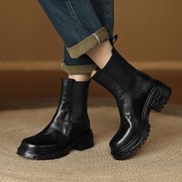 Sepatu Wanita Cialisa Autumn Breathable Toe Fashion Designer 2025 Kulit Asli Platform Boots Pendek Hak Tinggi Chunky Elastis