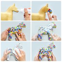 Kit de carreaux de mosaïque de verre bricolage de couleur mélangée adultes-caboteur en bois fait à la main Kits d'artisanat de mosaïque pour enfants cadeau à la maison