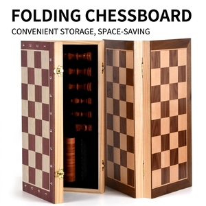 QISHOU Scatola di <span class=keywords><strong>Scacchi</strong></span> Magnetica Pieghevole <span class=keywords><strong>in</strong></span> <span class=keywords><strong>Legno</strong></span> di Palissandro da 39 cm, Set da Viaggio di Lusso Durevole, Gioco Educativo Strategico Ecologico - Product Image 2